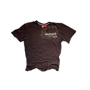 Y2K Element Skateboarding T-Shirt Size L Brown Logo Distressed Grunge Streetwear